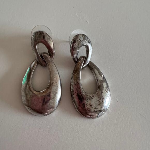 Vintage Givenchy Costume Jewelry GoldTone Braided Bar Brooch and Silver Earrings - Picture 8 of 11